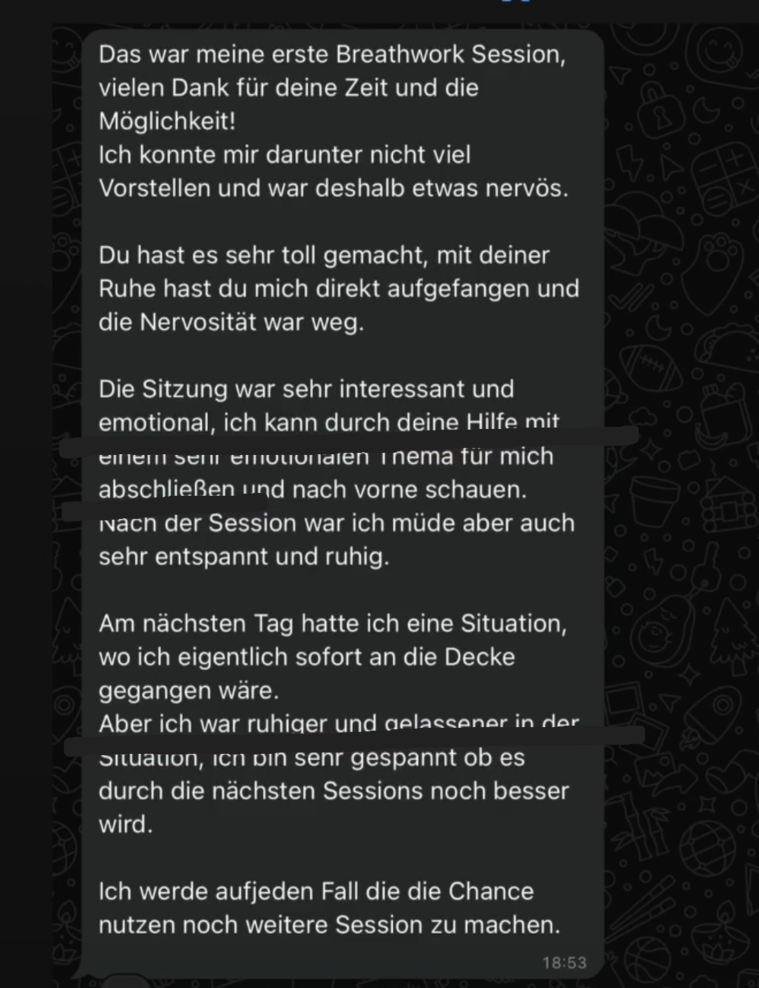 Echte Nachricht eines Klienten nach der ersten Session
